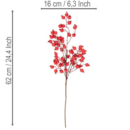 Ramo artificiale di rosa canina con bacche lucide, 62 cm | Floristik24.it