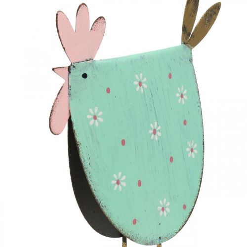 Floristik24 Decorativo gallo in metallo decorazione Pasqua Turchese, Dorato H18.5cm