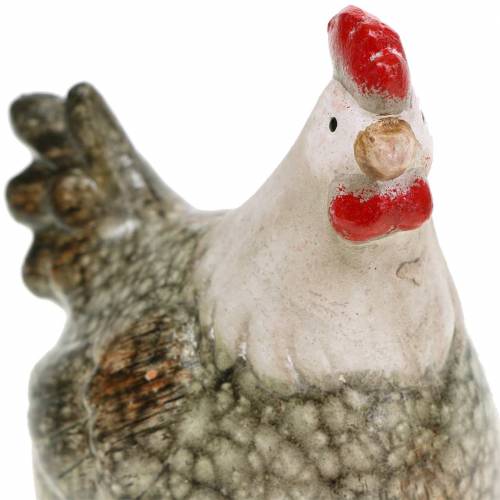 Floristik24 Figure decorative gallina e gallo grigio, bianco, rosso 10,2 cm x 7 cm H12,7 cm 2 pezzi