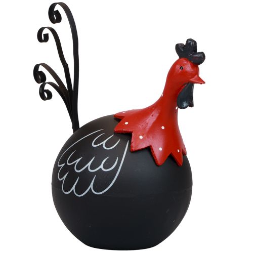 Floristik24 Gallo Decorazione pasquale decorazione in metallo pollo nero rosso H13,5 cm