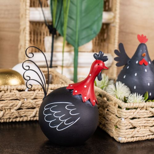 Prodotto Gallo Decorazione pasquale decorazione in metallo pollo nero rosso H13,5 cm