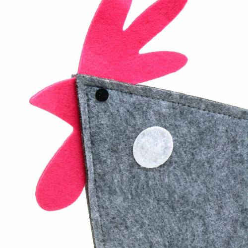 Floristik24 Gallo decorativo in feltro con pois grigio, bianco, rosa 30 cm x 5 cm H31,5 cm Decorazione pasquale, vetrina