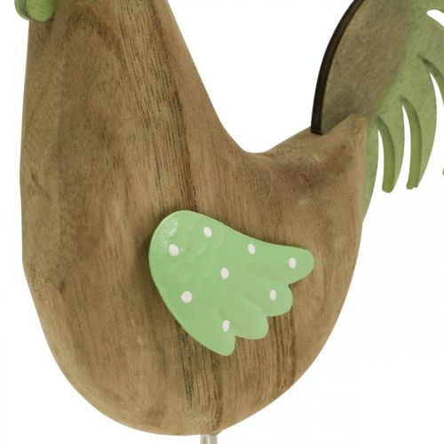 Figura decorativa in legno di gallo, decorazione da tavola in metallo verde Pasqua H23cm | Floristik24.it