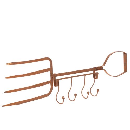 Binario portaganci in metallo arrugginito, forcone decorativo per fieno, decorazione da giardino, 4 ganci, 62 cm acquistare | Floristik24.it