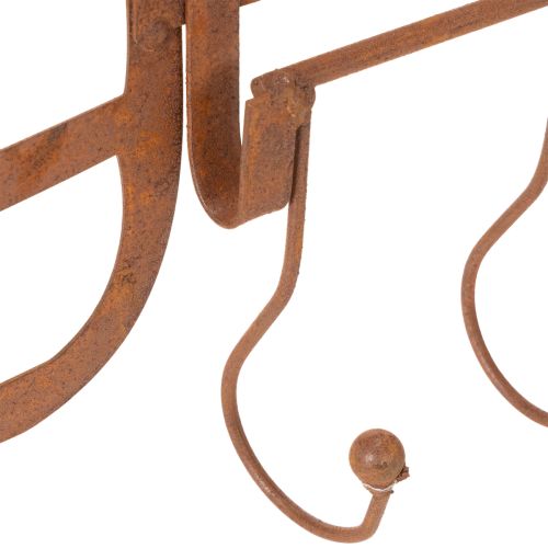 Binario portaganci in metallo arrugginito, forcone decorativo per fieno, decorazione da giardino, 4 ganci, 62 cm | Floristik24.it