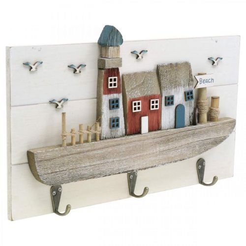 Prodotto Armadio da spiaggia, decoro marittimo in legno, porta marinaio Shabby Chic L33cm
