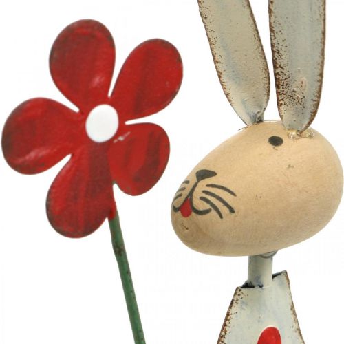 Prodotto Decorazione pasquale, coniglio in metallo, decorazione primaverile, coniglietto pasquale con fiore rosso, beige H21cm 2pz