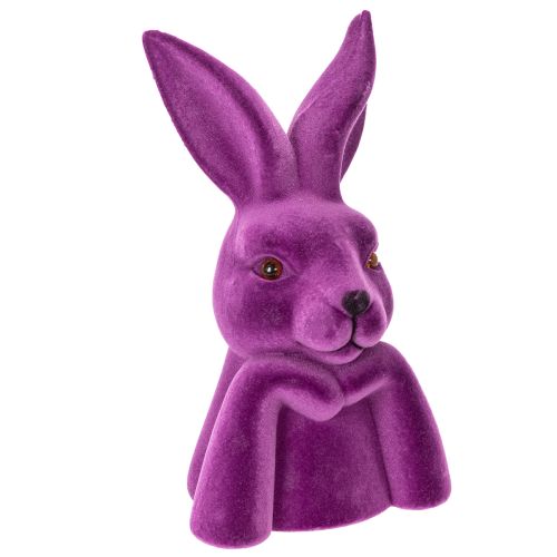 Floristik24 Busto di coniglio floccato Thinking Rabbit per Pasqua, 16,5×13×27 cm