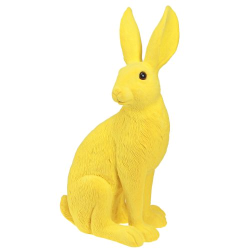 Floristik24 Coniglio giallo seduto decorazione coniglietto pasquale floccato 16×13×35cm