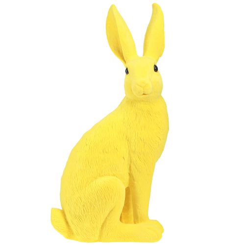Floristik24 Coniglio giallo seduto decorazione coniglietto pasquale floccato 16×13×35cm