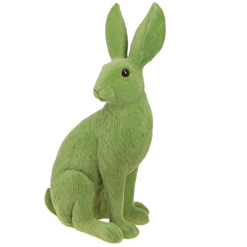 Floristik24 Coniglietto verde seduto Decorazione coniglietto pasquale floccato 16×13×35 cm