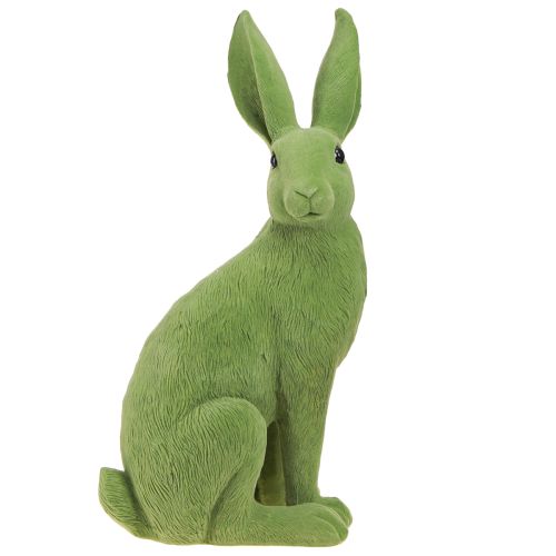 Floristik24 Coniglietto verde seduto Decorazione coniglietto pasquale floccato 16×13×35 cm