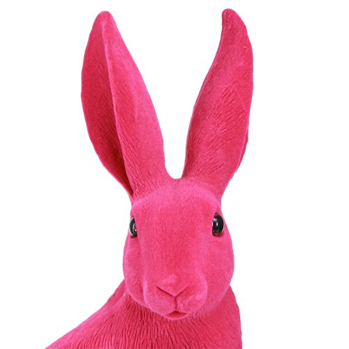 Floristik24 Coniglietto pasquale decorativo rosa seduto floccato 16×13×35 cm
