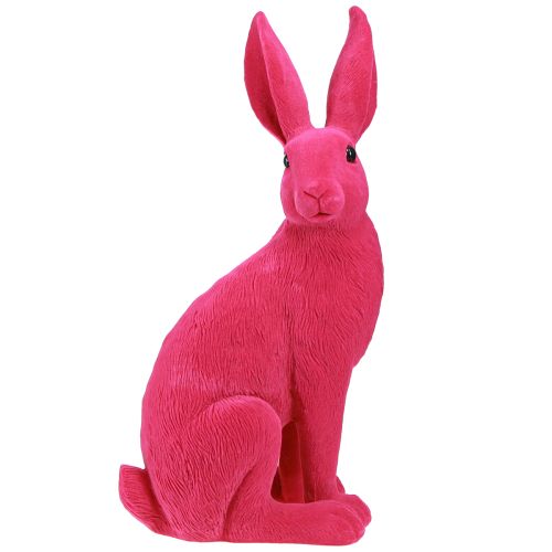 Floristik24 Coniglietto pasquale decorativo rosa seduto floccato 16×13×35 cm