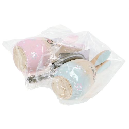 Floristik24 Coniglietto con piuma da appendere rosa, blu 9 cm - 9,5 cm