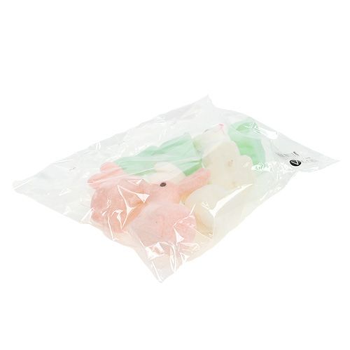 Floristik24 Bunny floccato 10,5cm pastello 6 pezzi