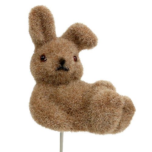 Prodotto Coniglietto floccato su filo marrone 4 cm - 6 cm 12 pz