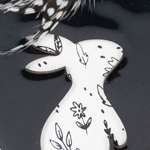 Prodotto Uova di Pasqua in legno da appendere, bianche e nere, 10 cm, 6 pezzi