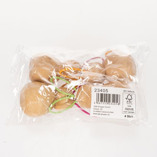 Prodotto Figura decorativa di coniglio in legno con orecchie di filo metallico per decorazioni pasquali moderne, 11 cm, 4 pezzi