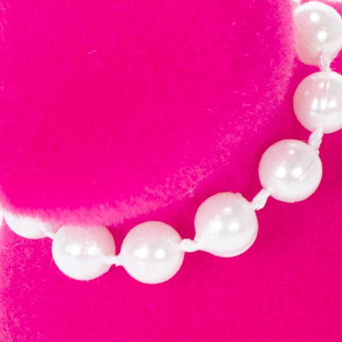 Prodotto Figura decorativa a forma di coniglietto pasquale con collana di perle, perfetta per soggiorno o camera da letto, 13 cm, 4 pezzi