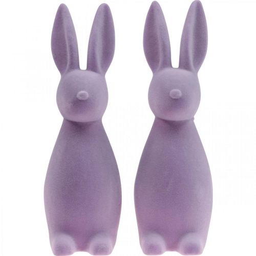 Prodotto Coniglietto pasquale decorativo – 2a scelta – Lilla floccato H29,5cm 2 pezzi