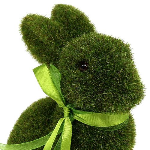 Floristik24 Coniglio seduto verde floccato H15cm 3 pezzi
