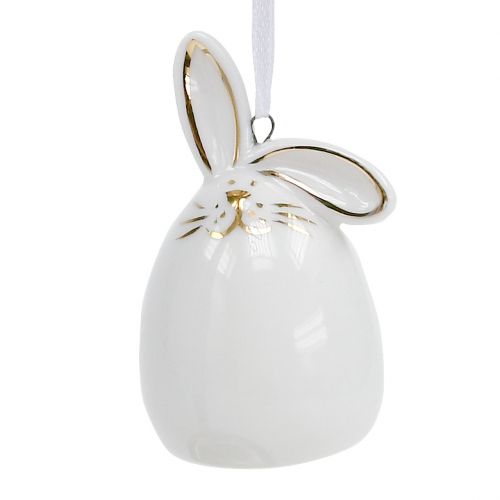 Floristik24 Coniglietto da appendere 7 cm bianco, oro 6 pezzi