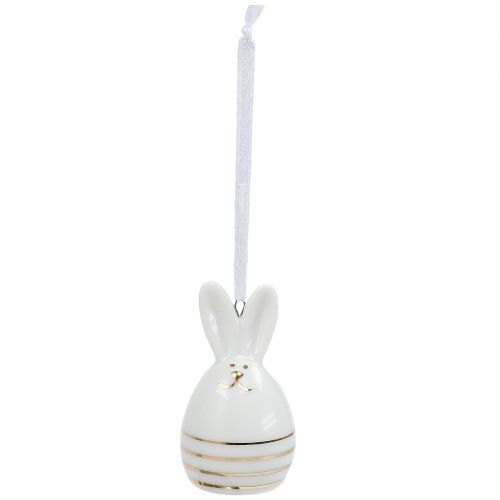 Floristik24 Coniglietto da appendere 7 cm bianco, oro 6 pezzi