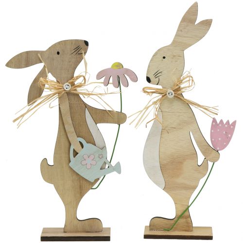 Floristik24 Figura decorativa coniglio di legno 27 cm - 31 cm 2 pezzi