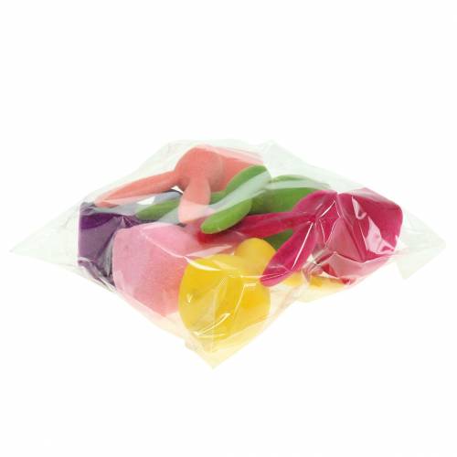Prodotto Coniglio floccato, colorato, alto 13 cm, assortito, 6 pezzi