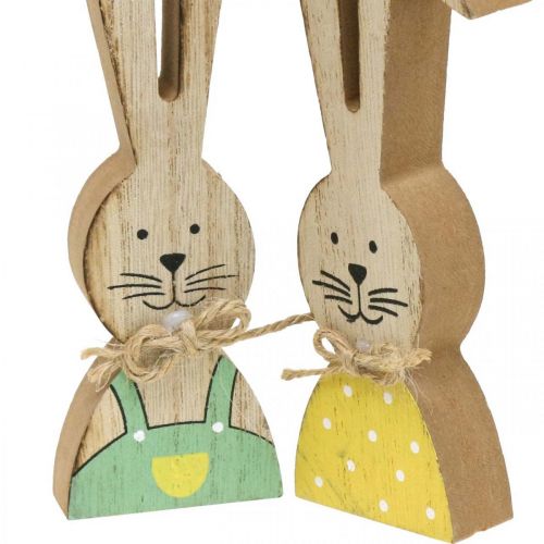 Floristik24 Decorazione coniglietti felici, primavera, coppia di coniglietti pasquali, decorazione in legno da appoggiare H19cm 6 pz