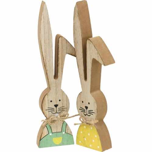 Floristik24 Decorazione coniglietto felice, primavera, coppia coniglietto pasquale, decorazione in legno da mettere H19cm 6pz