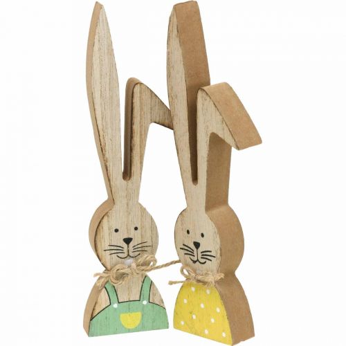 Floristik24 Decorazione coniglietti felici, primavera, coppia di coniglietti pasquali, decorazione in legno da appoggiare H19cm 6 pz