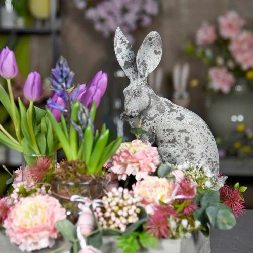 Floristik24 Coniglio decorativo seduto effetto pietra decorazione da giardino H31cm