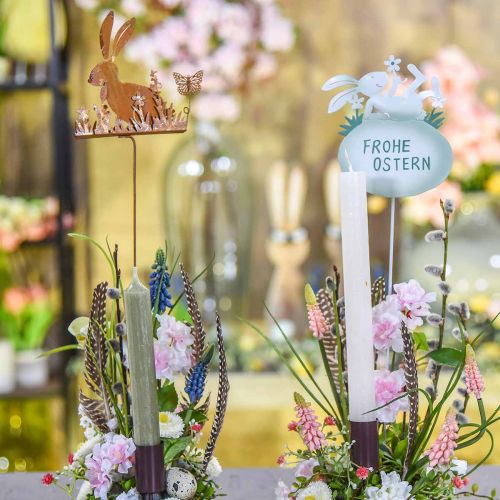 Prodotto Tappo fiore coniglietto ruggine tappo decorativo metallo Pasqua 11cm 4pz