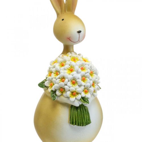 Floristik24 Coniglietto pasquale con bouquet di fiori, decorazione pasquale, figura decorativa coniglietto H32cm