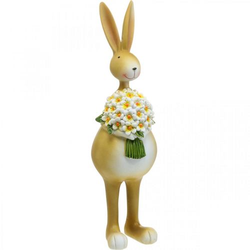 Floristik24 Coniglietto pasquale con bouquet di fiori, decorazione pasquale, figura decorativa coniglietto H32cm