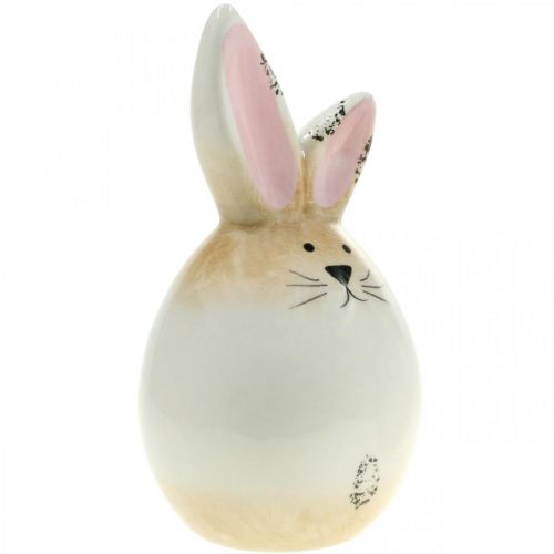 Prodotto Coniglietto pasquale uovo bianco in ceramica figura decorativa coniglio Ø6cm H11.5cm