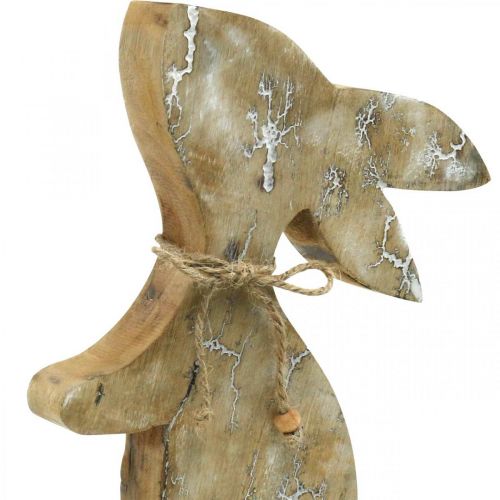 Prodotto Coniglio in legno, primavera, coniglietto pasquale seduto, decorazione pasquale con motivo naturale, lavato bianco H26cm