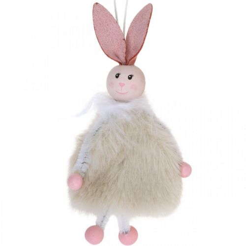 Floristik24 Coniglietti, decorazioni pasquali, ciondoli primaverili, coniglietti pasquali da appendere beige, rosa, bianco H12,5cm 3pz