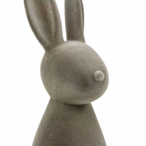 Floristik24 Coniglietto grigio scuro floccato Coniglietto pasquale Decorazione pasquale da tavola Pasqua