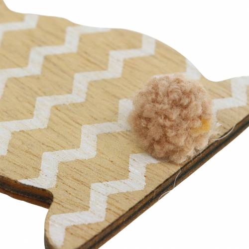 Floristik24 Coniglietto pasquale da appendere crema, marrone, legno naturale assortito H11,5cm 6 pezzi