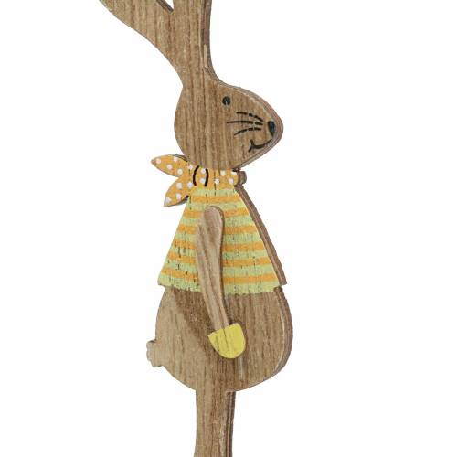 Floristik24 Decorazione pasquale coniglietto con bastoncino in legno naturale assortito 11 cm 16 pz