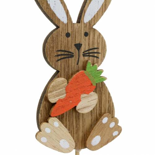 Prodotto Decorazioni pasquali coniglietto con bastone legno assortito natura H8,5cm 16 pezzi