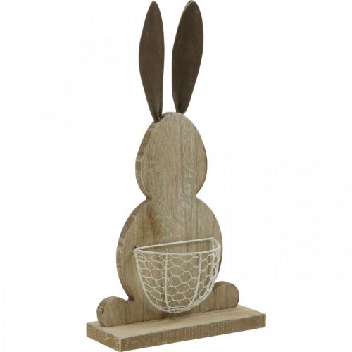 Floristik24 Coniglietto in legno con cesto Coniglietto pasquale decorazione primaverile natura, bianco H36cm
