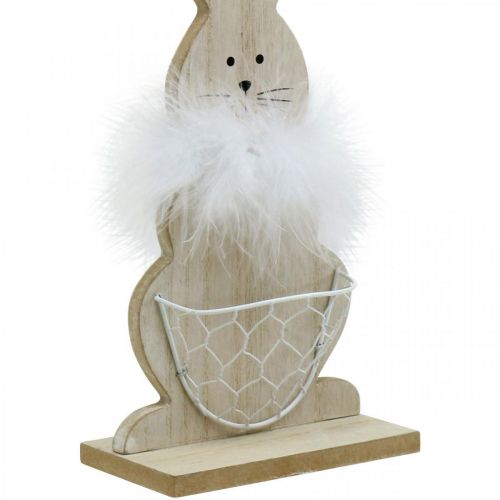 Prodotto Coniglietto con cesto Coniglietto pasquale in legno decorazione Pasqua natura H30cm