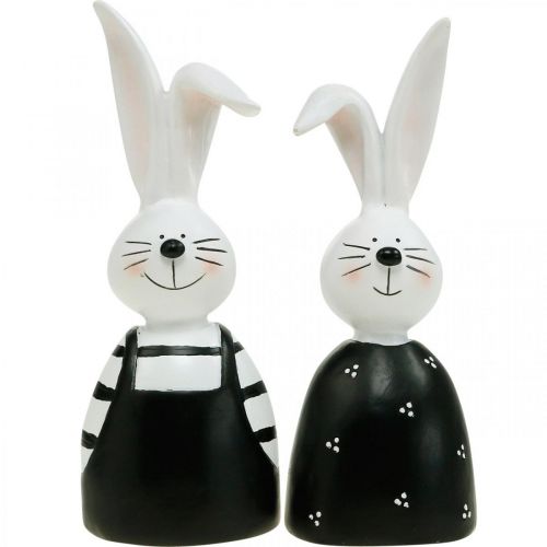 Floristik24 Coppia di coniglietti, decorazioni primaverili, busti di coniglietti, decorazioni per la tavola, Pasqua H18,5/18 cm set di 2
