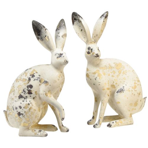 Prodotto Coniglietto seduto Decorazione da tavola vintage oro beige Pasqua H35,5 cm 2 pezzi