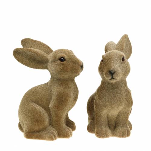 Floristik24 Coniglietto decorativo pasquale seduto floccato marrone H19 cm 2 pz