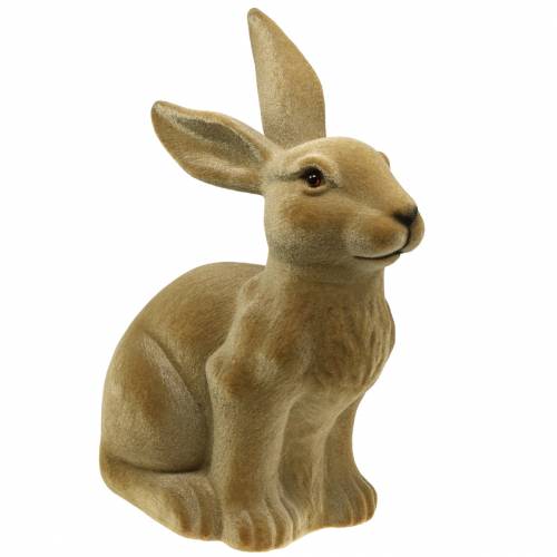 Decorazione pasquale coniglietto floccato marrone H50cm